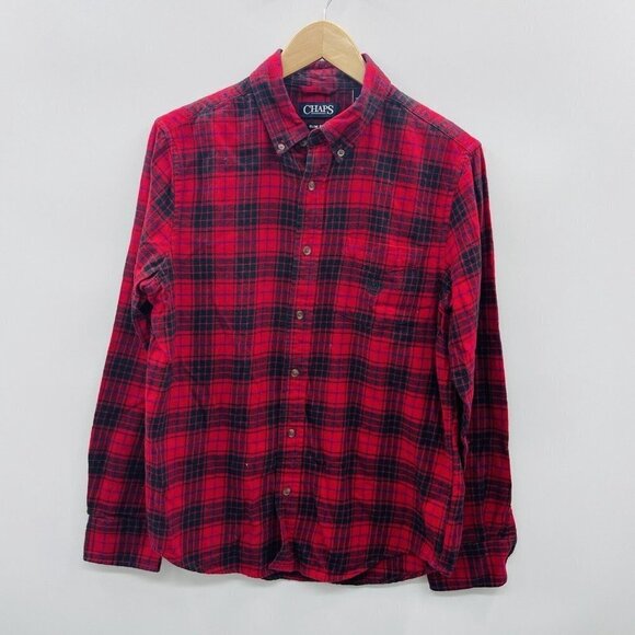 Chaps Mens Size Medium Plaid Flannel 100% Cotton Button Down Casual Shirt 608 - Picture 1 of 4